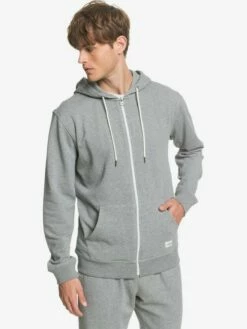 Quiksilver Essentials - Sweat à Capuche Demi-zip En Matière Biologique Pour Homme -Pas Cher Quiksilver Magasin eqyft04113 essentialszipterryw sjsh frt2